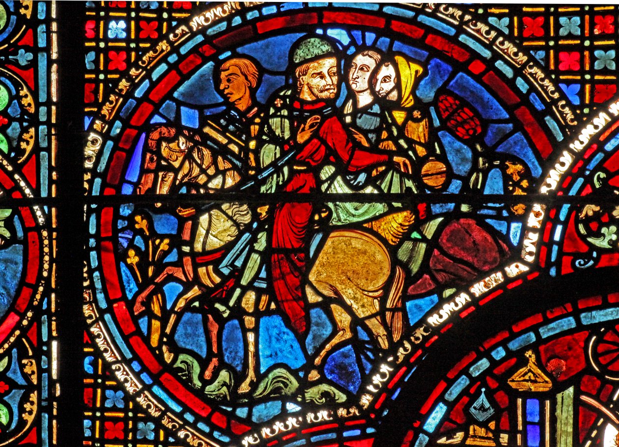 St Lubin ablaka: egy csoport lóháton (w45) alkotó: French School