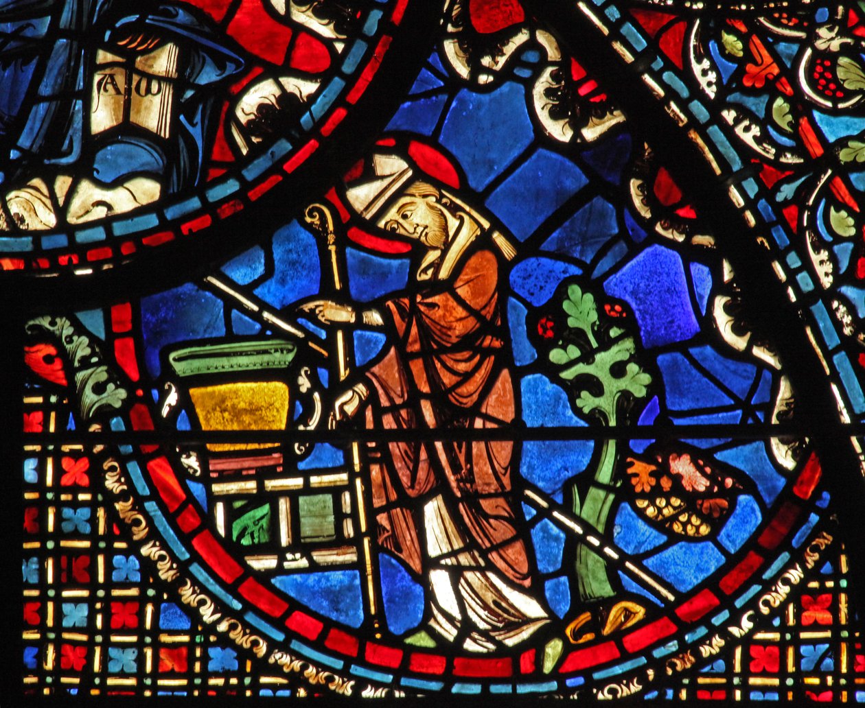 A St Lubin ablak: megáld egy kis vizet (w45) alkotó: French School