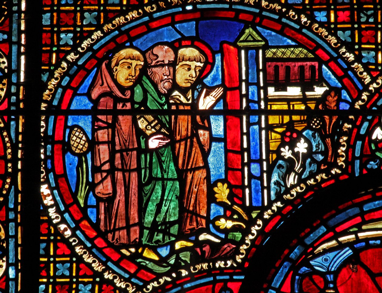 St Lubin ablaka: két szerzetessel egy templomba érkezik (w45) alkotó: French School