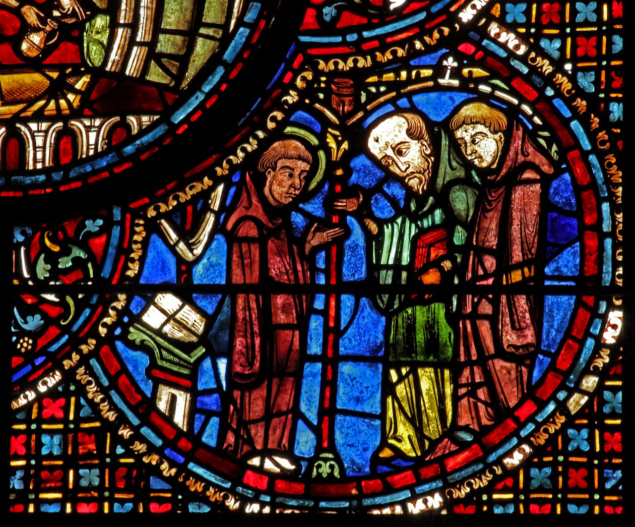 St Lubin ablaka: meditációit két szerzetes szakítja meg (w45) alkotó: French School