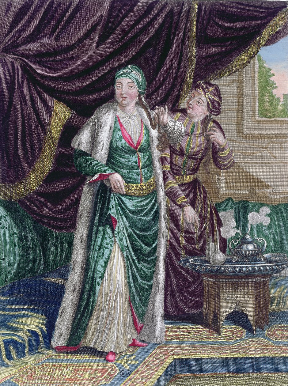 A Sultana Asseki, a Recueil destampes sur les Costumes du Levant, vésette Gerard Jean Baptiste Scotin (1671-1716) 1707-08 alkotó: French School