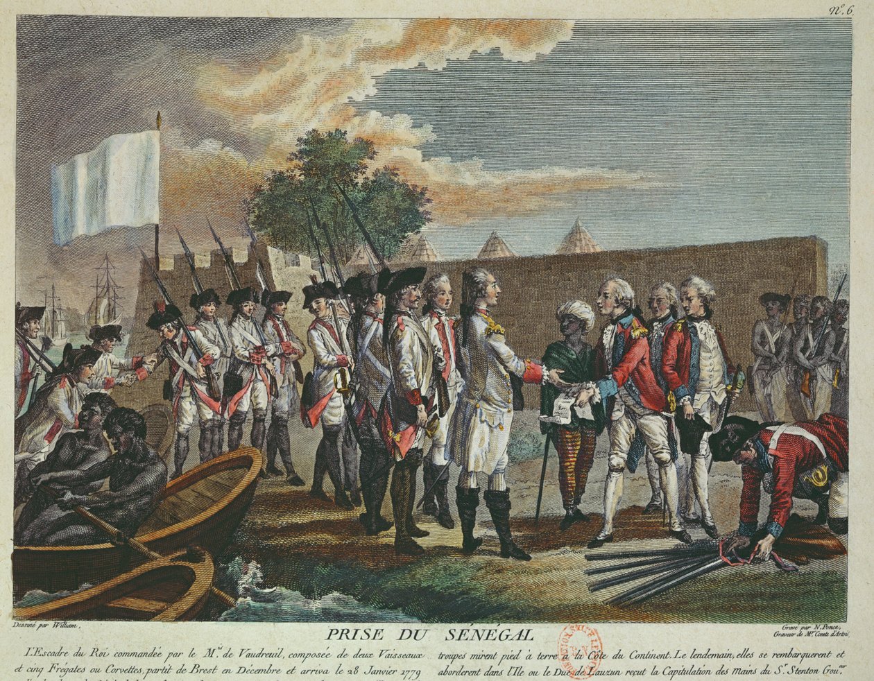Szenegál elfoglalása a franciák által 1779-ben az amerikai függetlenségi háború alatt, 1779 alkotó: French School