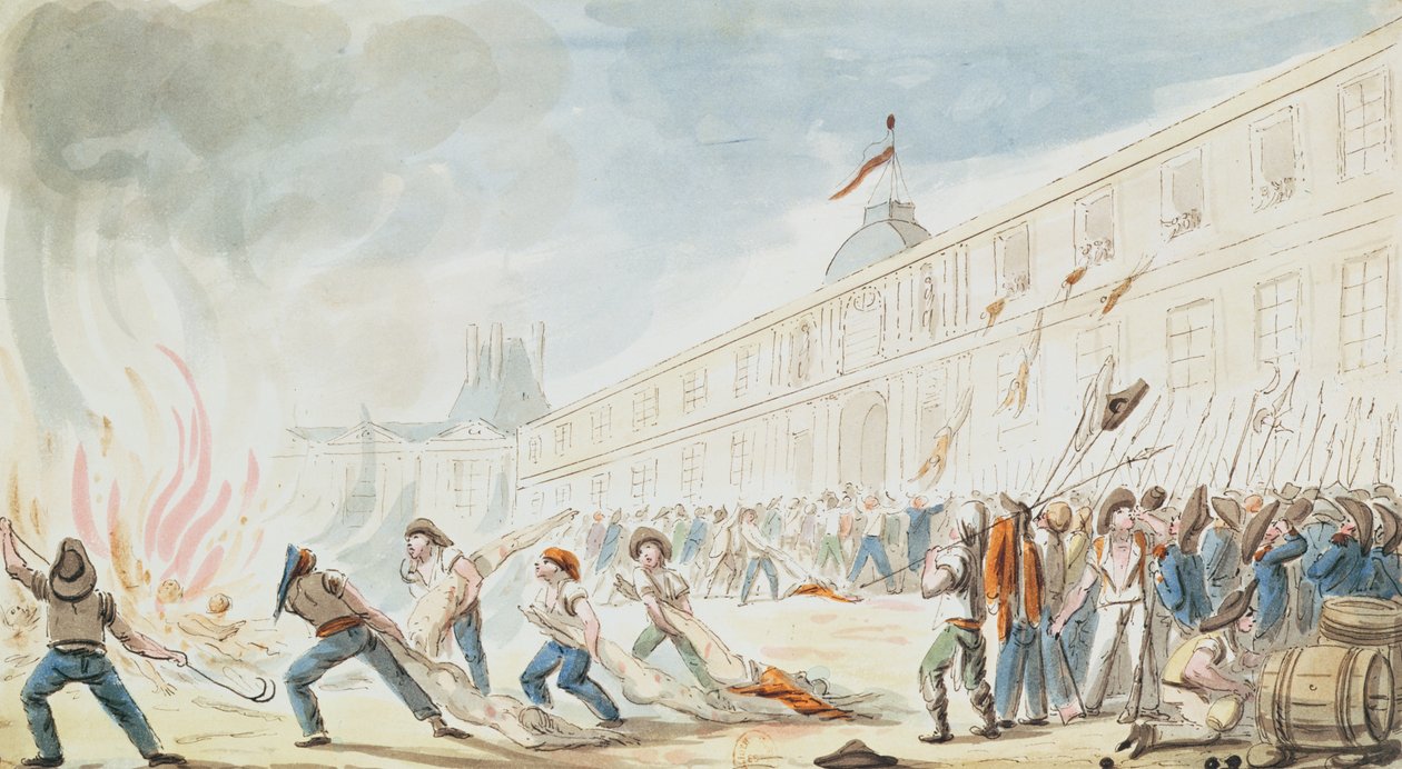 A Tuileriák elfoglalása, 1792. augusztus 10. (színes metszet) alkotó: French School
