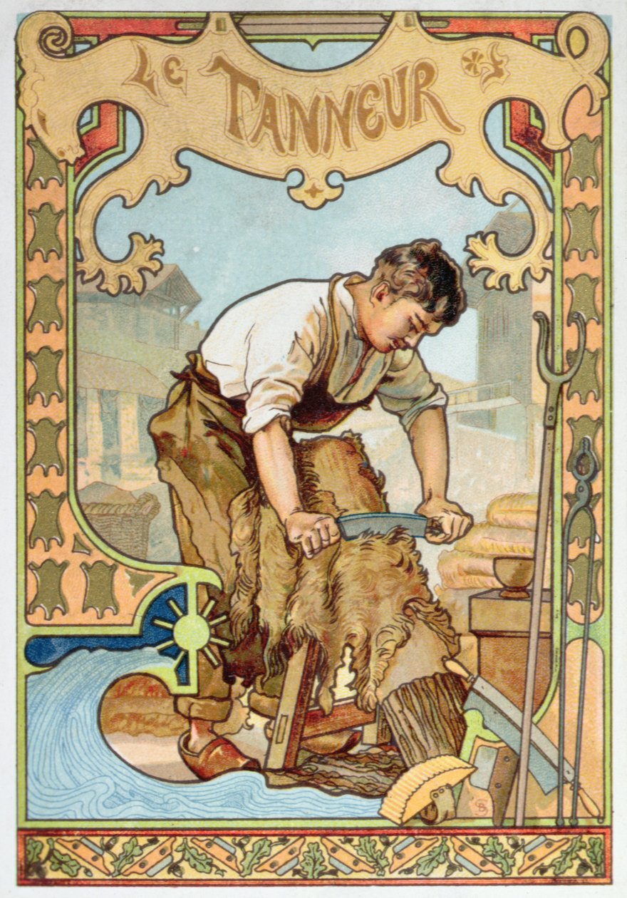 The Tanner, illusztráció egy kézműves könyvből, 1899 körül (színes litó) alkotó: French School