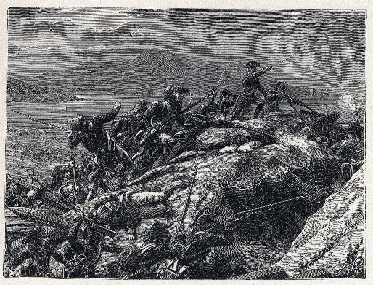 Terror a francia forradalom idején: Toulon ostroma 1793 szeptemberétől decemberéig Bonaparte Napóleon kapitány csapatai által az angol csapatokkal szövetséges város ellen. alkotó: French School