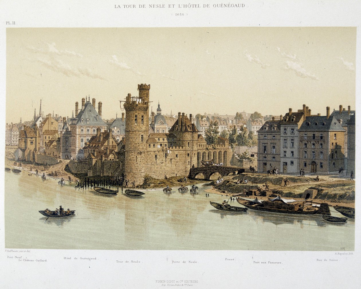 Nesles torony és a Hotel de Guenegaud 1650-ben - a „Paris a travers les ages”-ben, 19. század vége alkotó: French School