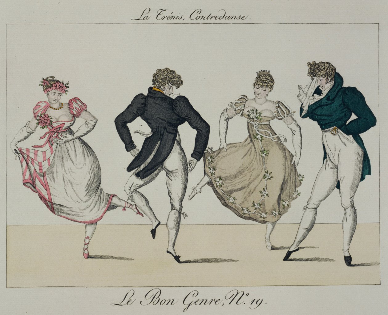 A Trenis Quadrille, 19-es lemez a Le Bon Genre-ből, 1805 alkotó: French School
