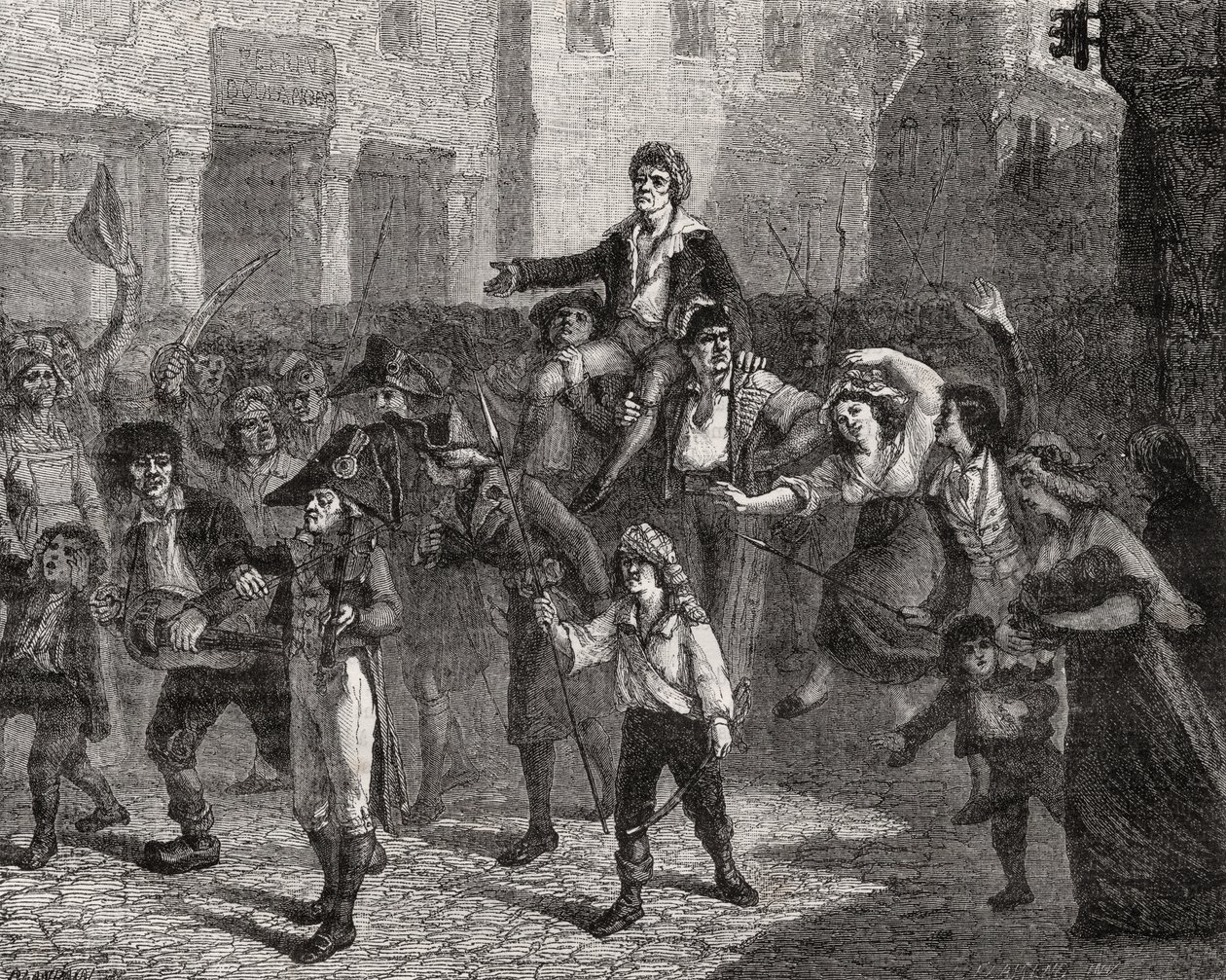 Marat diadala, 1793. április 24., Louis Blanc (1811-82) „Histoire de la Revolution Francaise” című művéből alkotó: French School