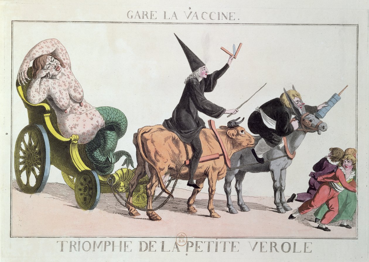 A himlő diadala, 1804 körül (színes rézkarc) alkotó: French School