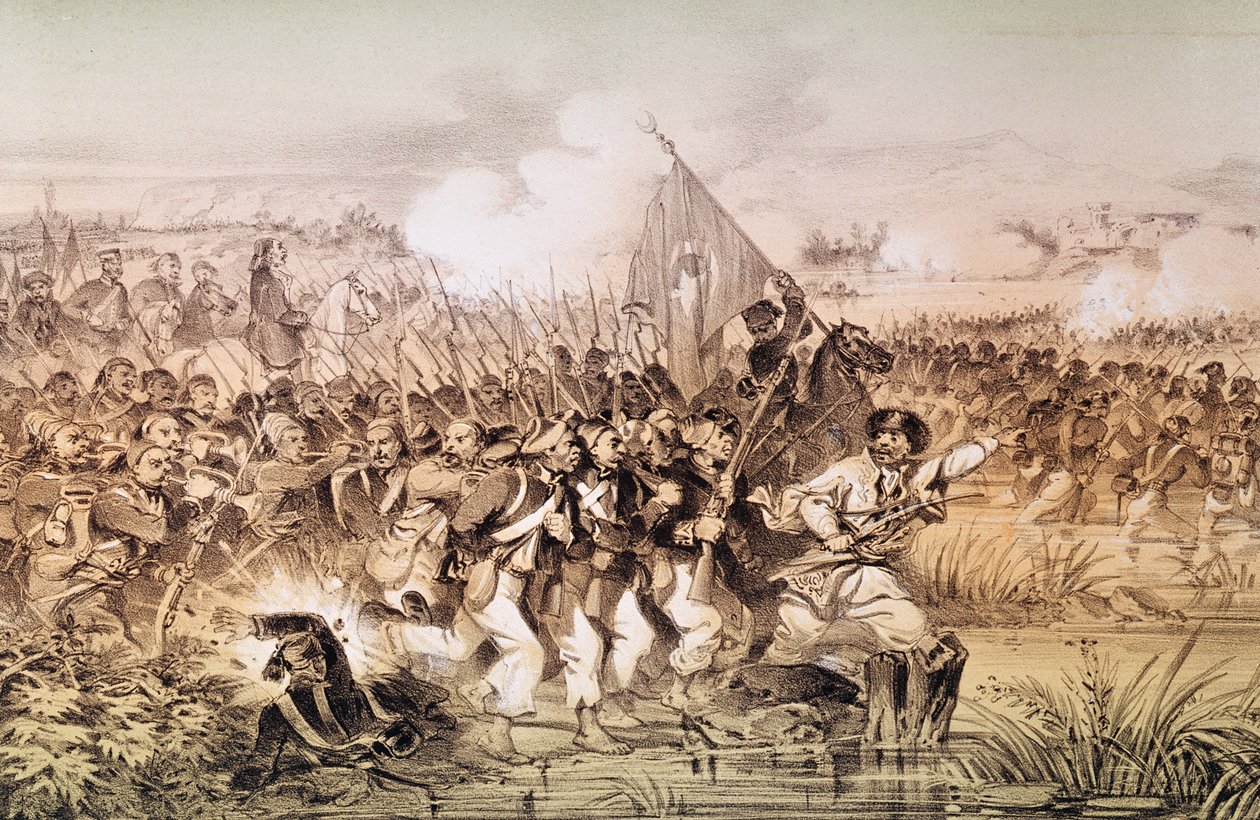 A török hadsereg Omár pasa parancsnoksága alatt átkel az Ingúron, 1855. szeptember 6. alkotó: French School
