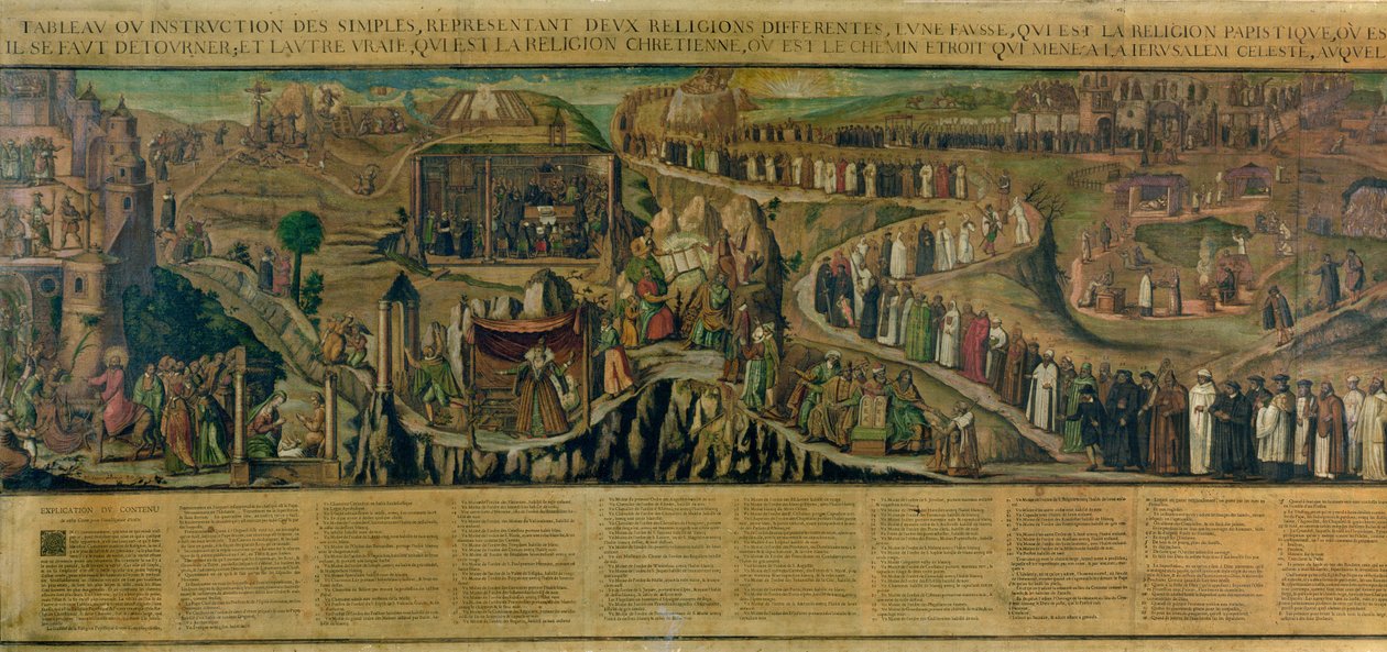 A vallás két útja, a protestantizmus és a katolicizmus közötti szakadék ábrázolása (lásd még 174605 és 174607) alkotó: French School