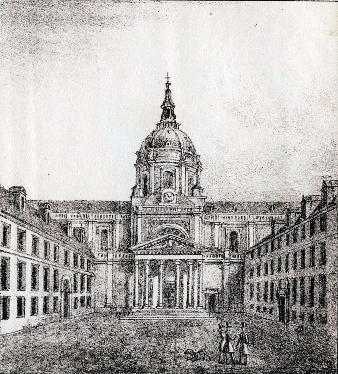 A Sorbonne Egyetem - "Alphabet Picturesque des Monumens de Paris" 1840 körül (metszet) alkotó: French School