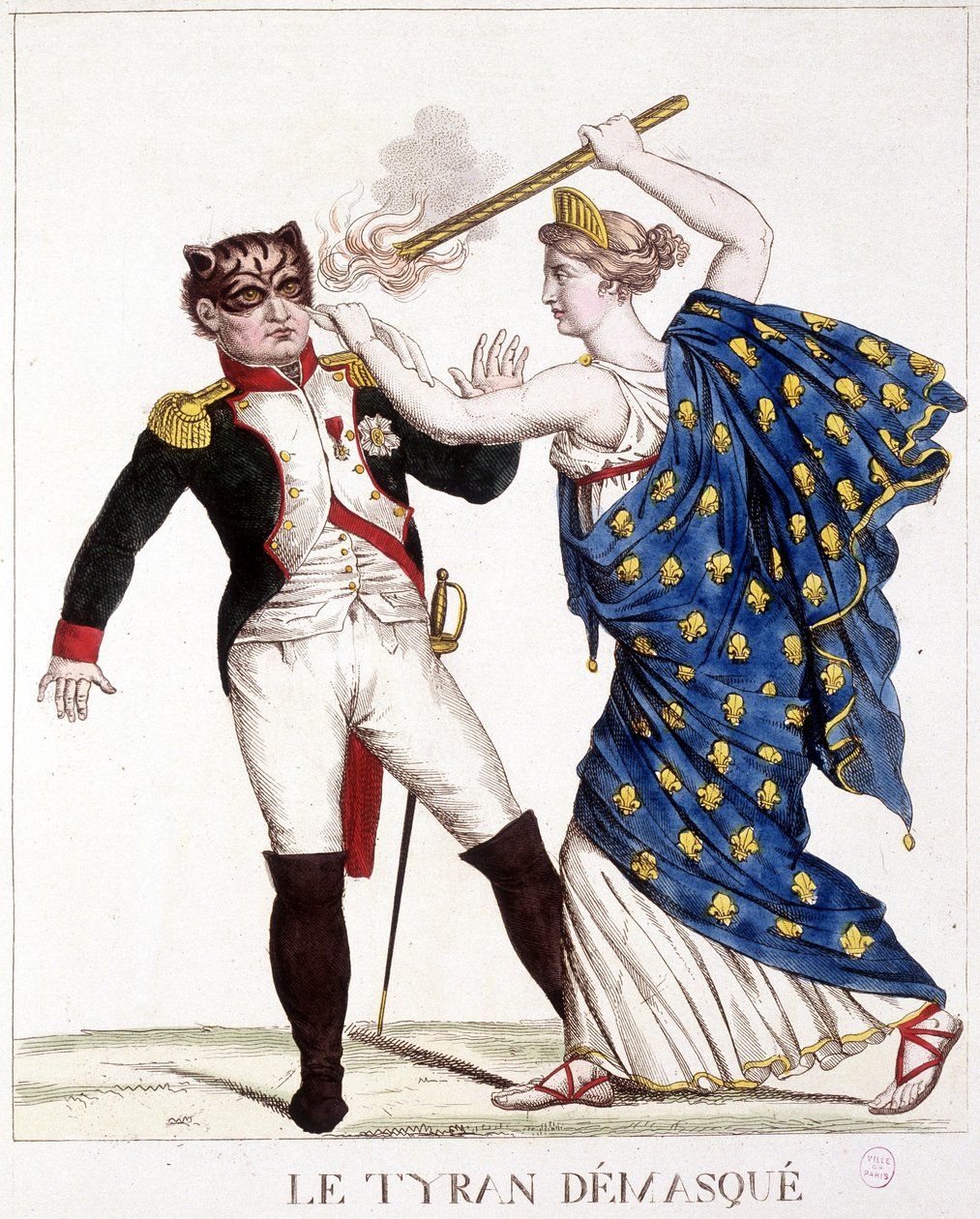 A leleplezett zsarnok - a „” Napóleon 1.-ben, karikatúrák, dummy gyűjtemény”, c. 1814. alkotó: French School