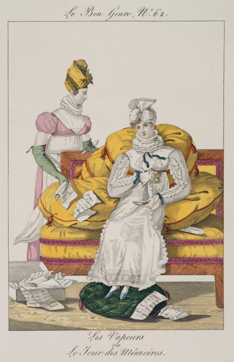 The Vapors vagy The Accounts Day, 62. lemez a Le Bon Genre-ből, 1813 alkotó: French School