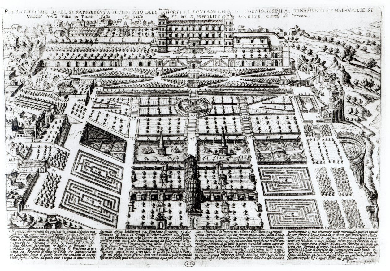 A Villa dEste palota és kertek, Tivoli, Olaszország, 1600 körül alkotó: French School
