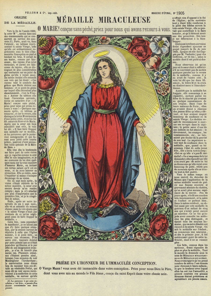 Szűz Mária és a csodatévő medál (színes litográfia) alkotó: French School