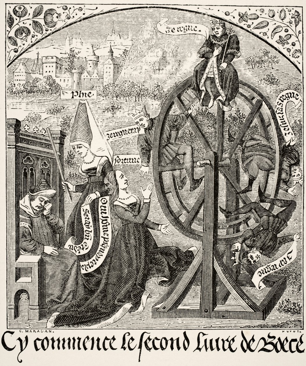 Paul Lacroix (1806-84) A szerencsekerék a középkori tudomány és irodalomból, 1878-ban Londonban alkotó: French School