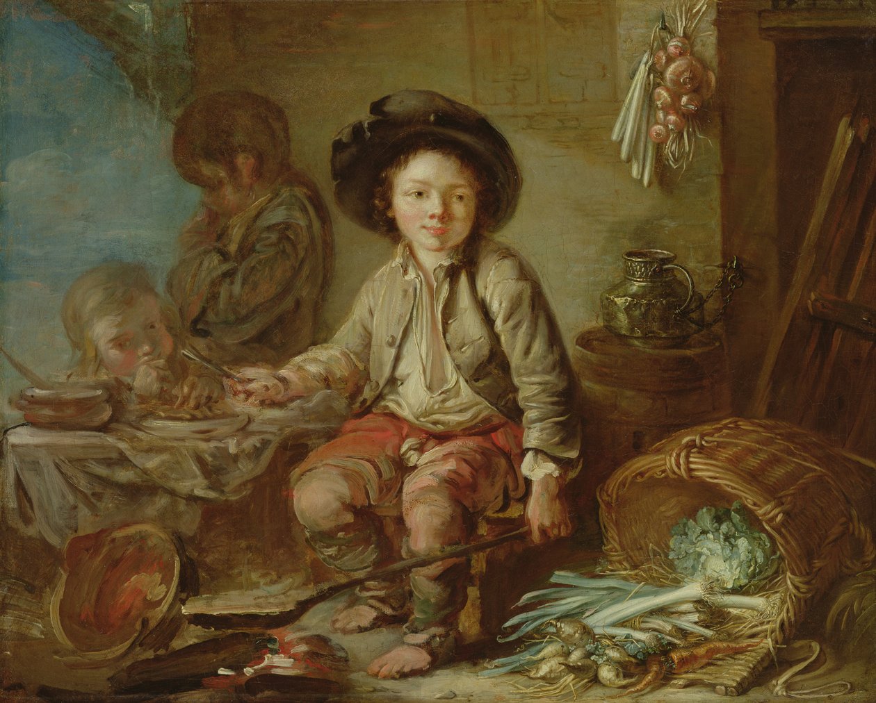 A fiatal kéményseprők vacsora alkotó: French School