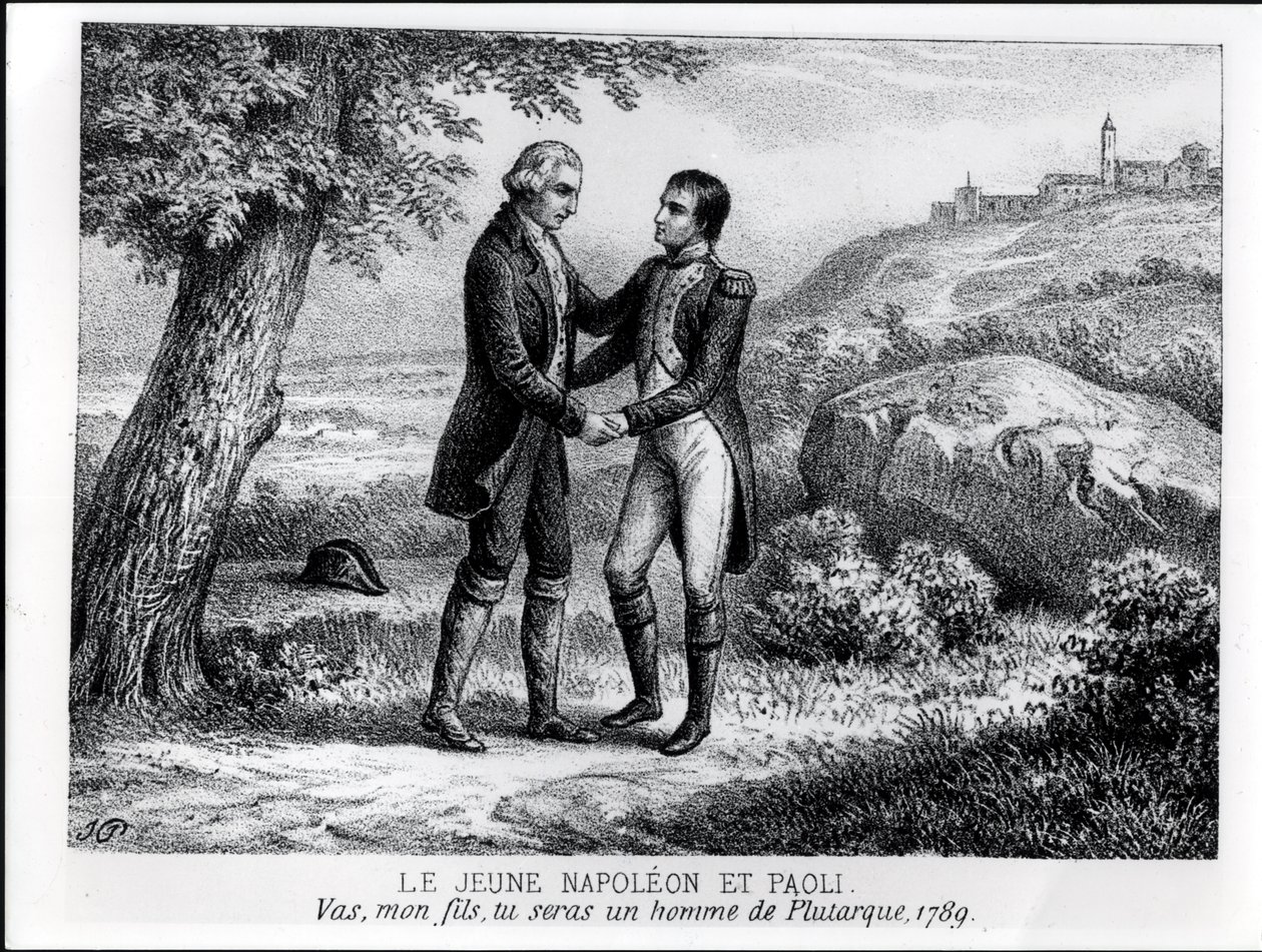 Az ifjú Bonaparte Napóleon (1769-1821) Pasquale Paolival (1725-1807) találkozott 1789-ben, J.A. Korzikáról szóló könyvéből. Galetti, Párizs, 1863 alkotó: French School