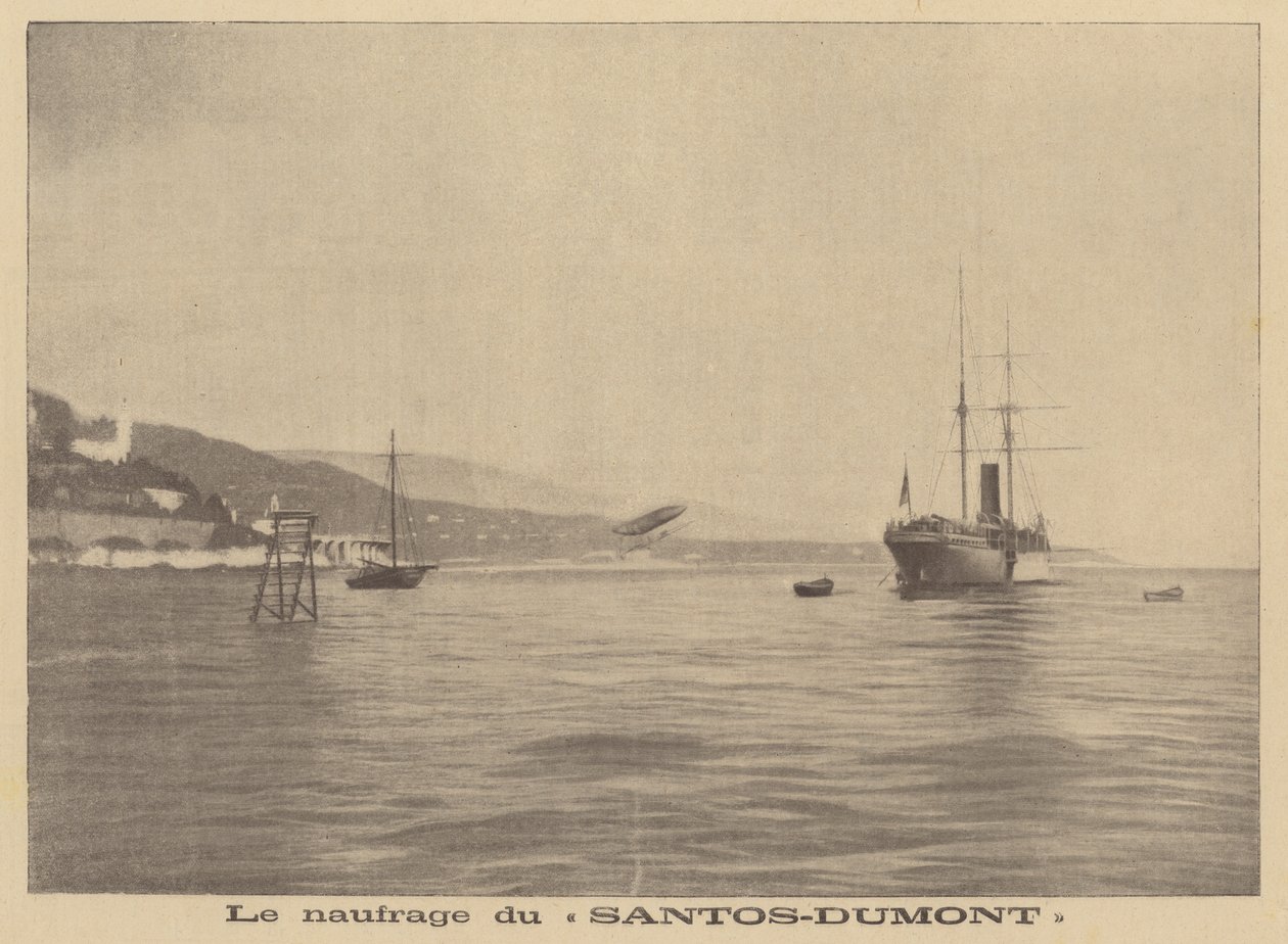Alberto Santos-Dumont léghajója a Földközi-tengerbe zuhan (litho) alkotó: French School