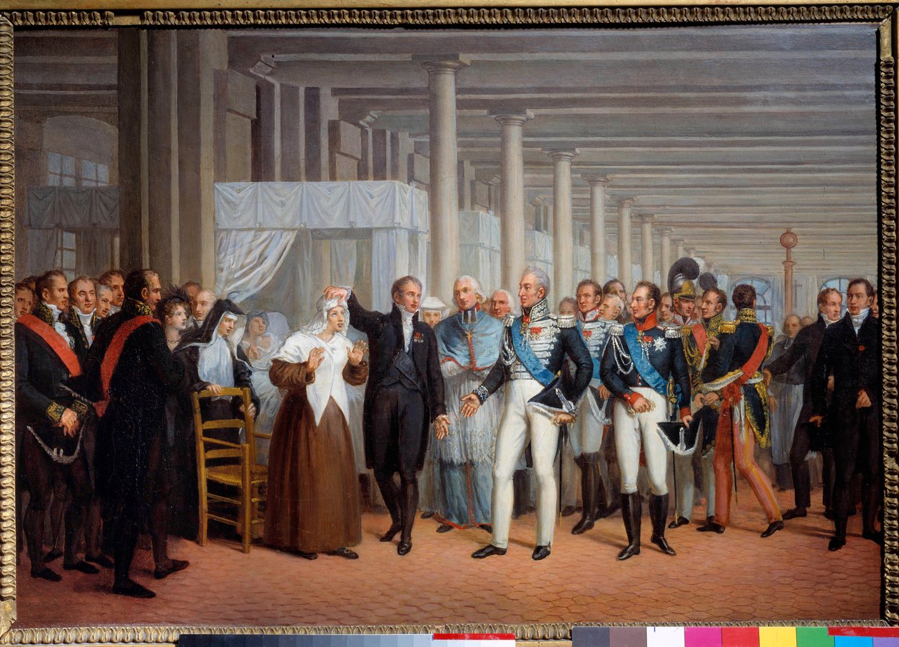 Guillaume Dupuytren báró anatómus és sebész (1777-1835) a Hotel Dieu-ban szemoperét mutat be X. Károly királynak. Festészet, francia iskola 19. század, 375 x 540 cm Párizs, karneváli múzeum alkotó: French School