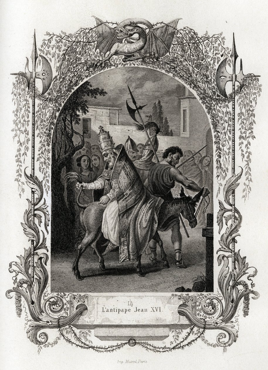 János ellenpápa (997-998). Maurice Lachatre (1814-1900), Librairie du Progres, Párizs, Histoire des Popes című metszete. alkotó: French School