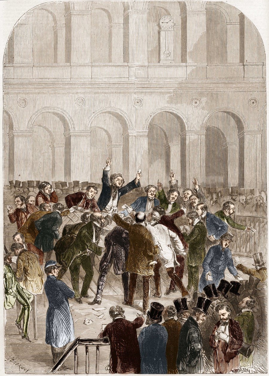 A párizsi tőzsde kosara 1857-ben. alkotó: French School
