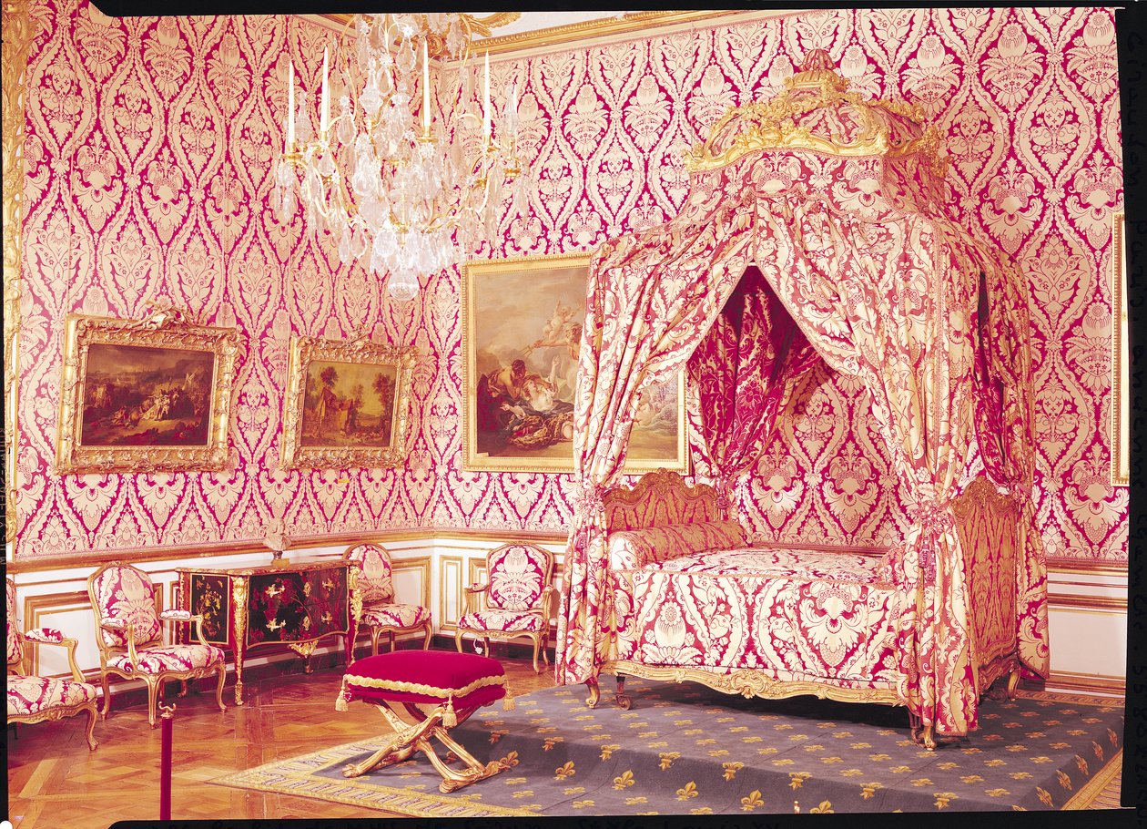 A Dauphin hálószobája Madame de Seran ágyával, XV. Lajos stílusa, 1729-74 alkotó: French School
