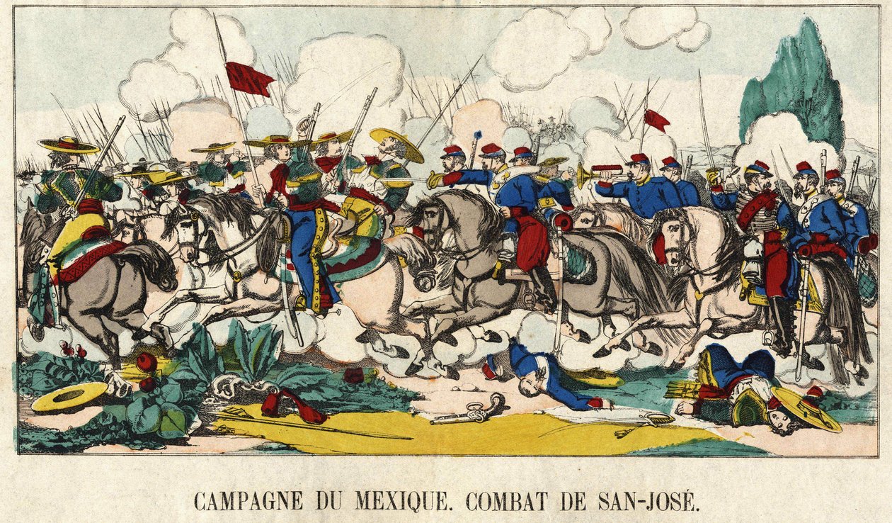 Foucauld kapitánya a San Jose-i csatában (San Jose) a mexikói hadjárat során (1862-1867), epinal kép XIX. alkotó: French School