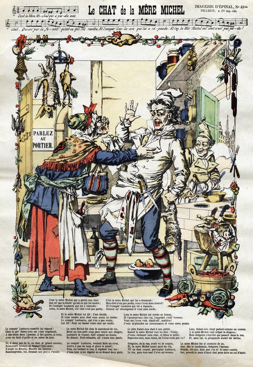 Michel anyja macskája. Népszerű dal. Az Epinal képe alkotó: French School