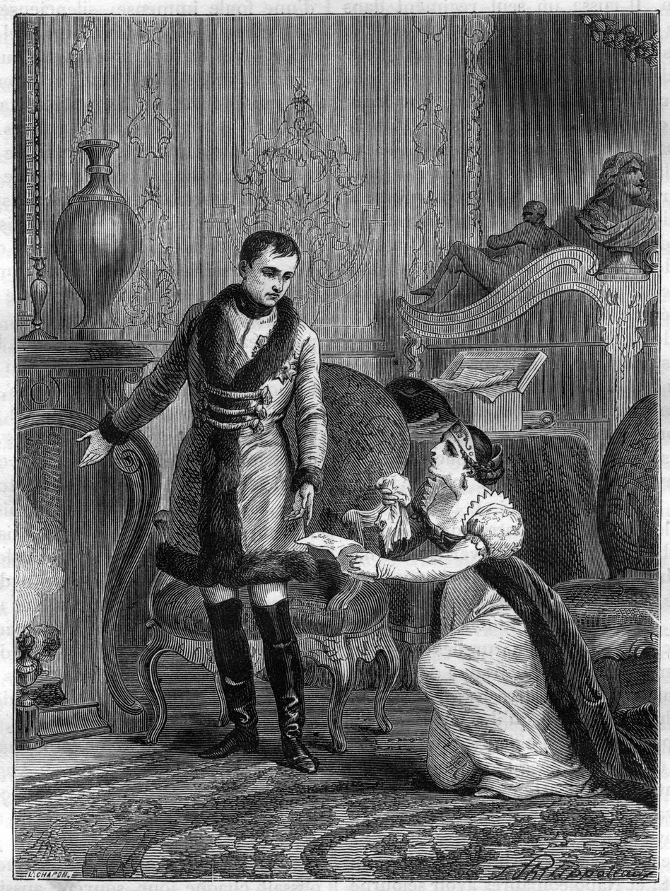 I. Napóleon császár (1769-1821) kegyelme Hatzfeld hercegnőjéhez, aki 1806. október 28-án kegyelmet kért férjének, a hazaárulással vádolt Hatzfeld hercegnek - I. Napóleon császár (1769-1821) kegyelme Hatzfel hercegnője alkotó: French School