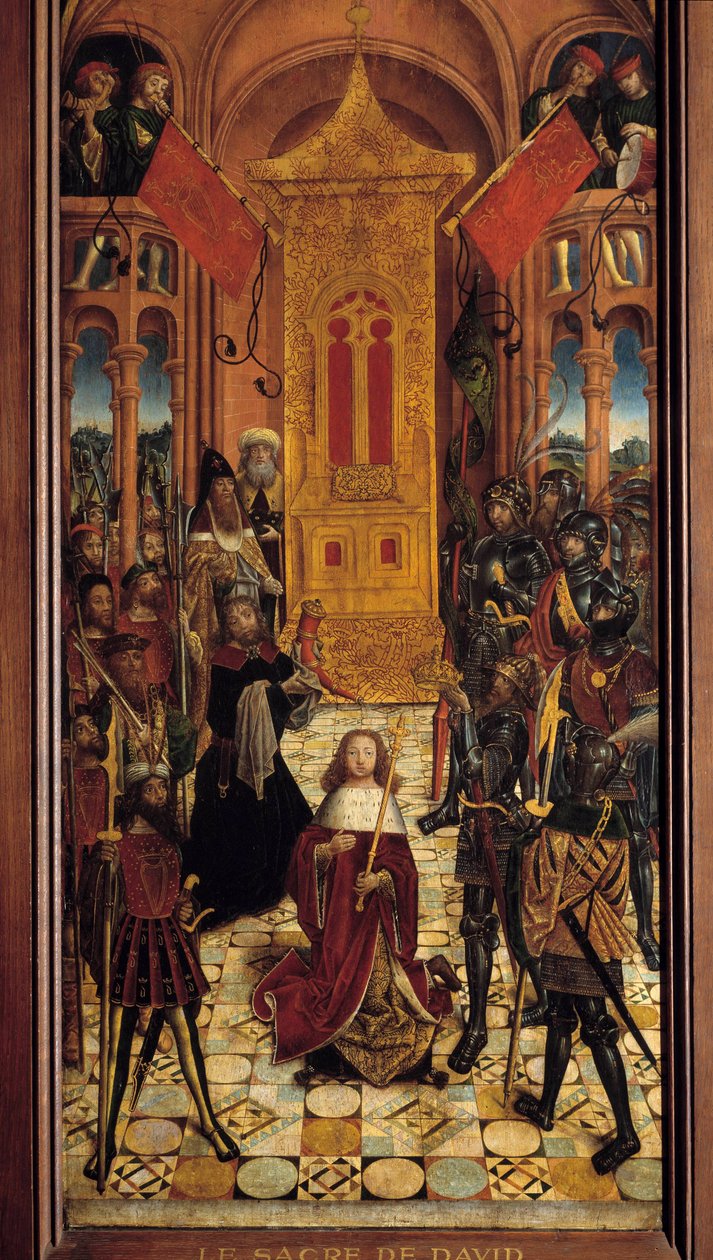 Dávid Dávid megkoronázása Izrael koronás királyává. századi francia iskola festménye. 1501. a Cathedrale d