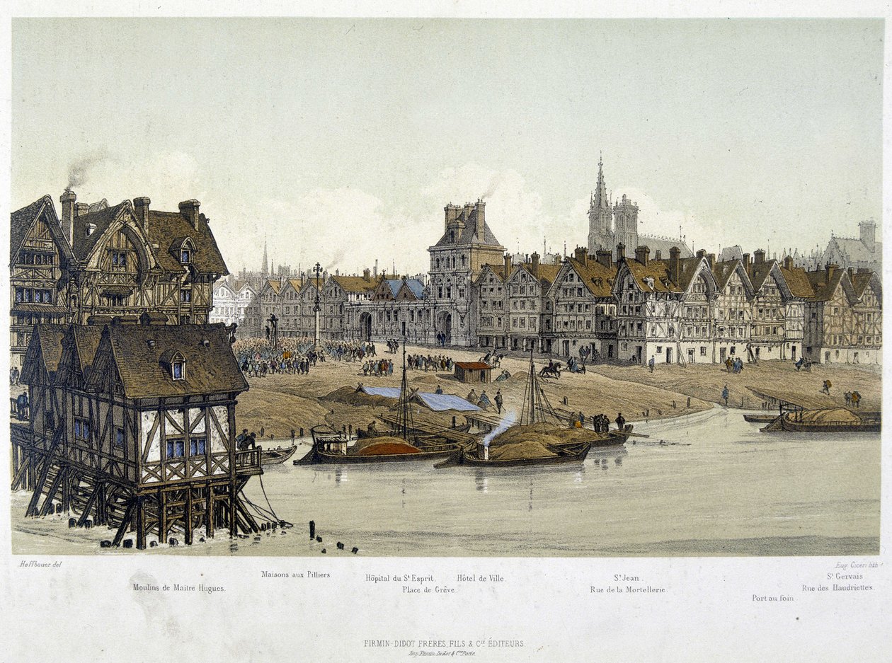 A Hotel de Ville de Paris negyede 1583-ban - a „Párizsban a korokon át: a templom és a rue Royale”-ban, 19. század végén alkotó: French School