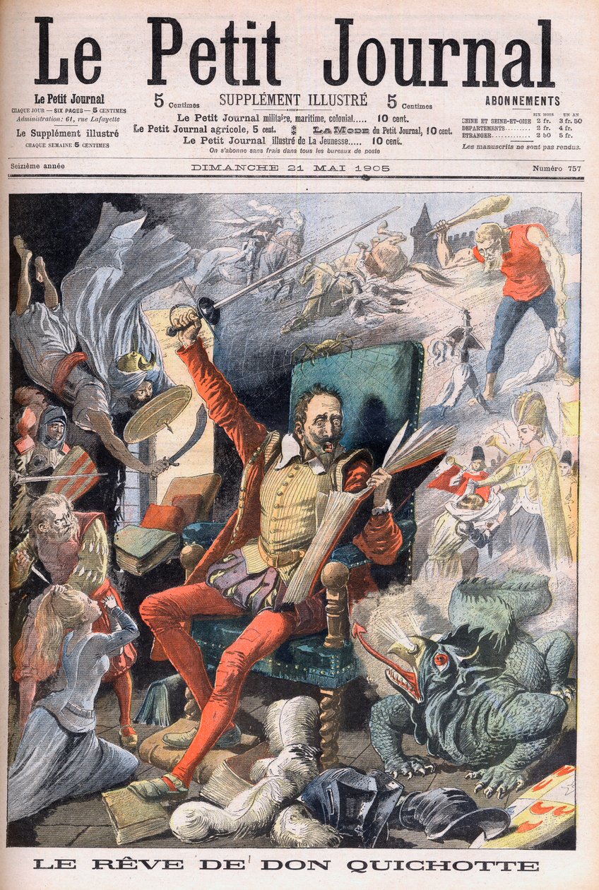 Don Quijote álma. Le Reve de Don Quijote (Miguel De Cervantes) – Illusztráció a Le petit Journal számára, 1905. május 21. alkotó: French School