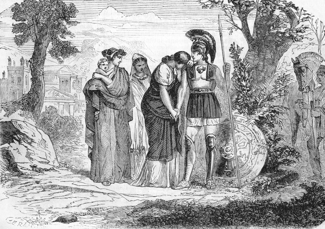 Hektor és Andromaque búcsúja (metszet) 1864 alkotó: French School