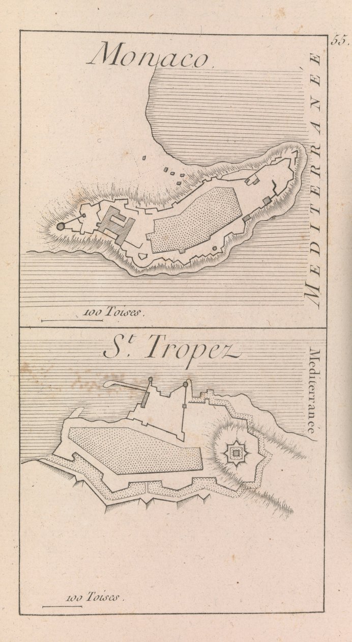 Monaco és St. Tropez erődítményei, 1760 körül (nyomtatás) alkotó: French School