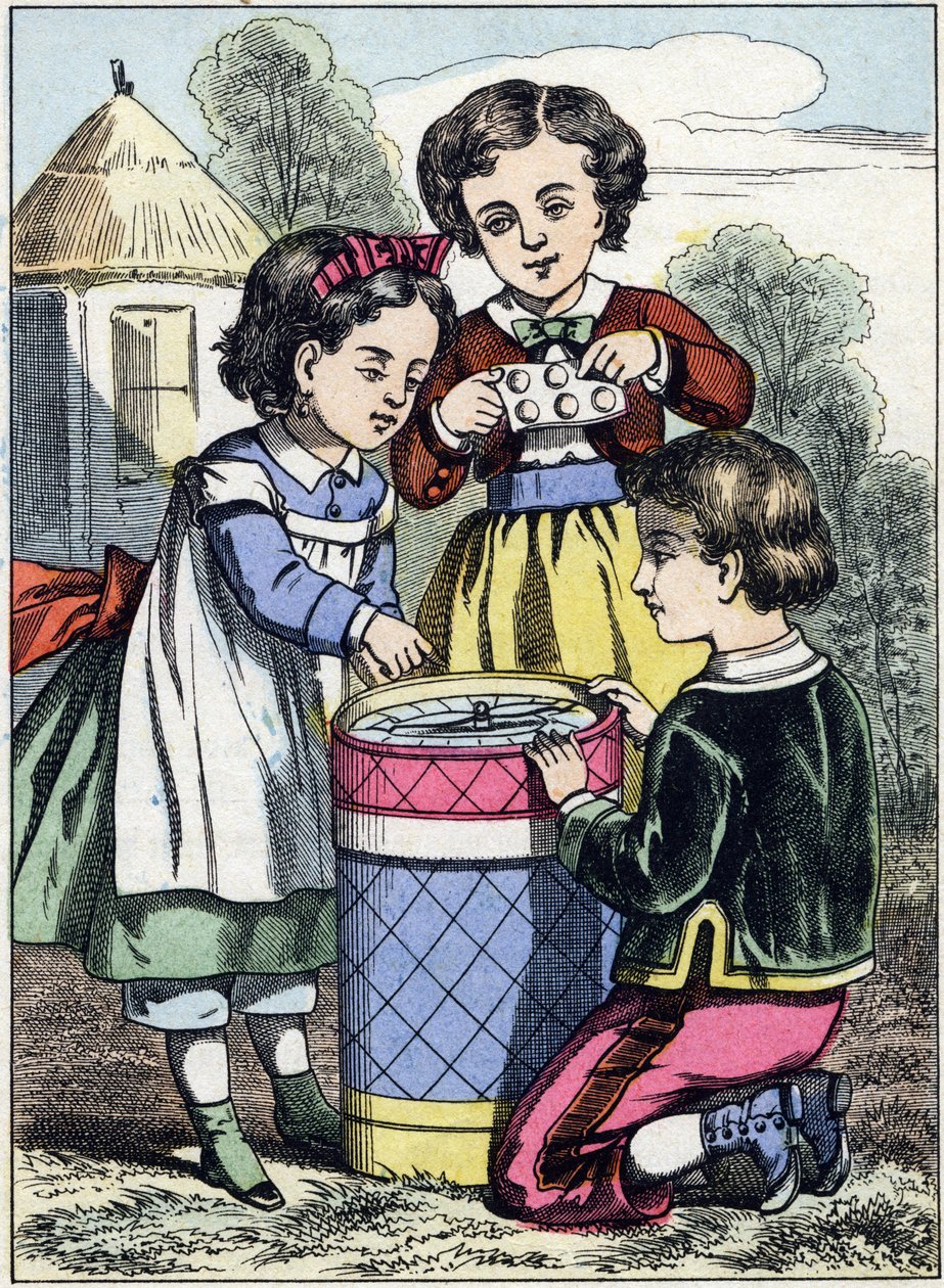 A macaroons játék. Metszet a „A gyermekkor játékai” képalbumból. Epinal képei, 19. század vége. 32 oldal. Mérete: 20x14cm alkotó: French School