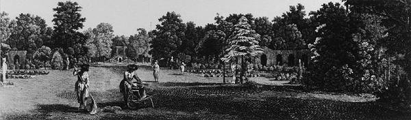 Carlton House kertje, Pall Mall, a „Jardins Anglo-Chinois: Details des Nouveaux Jardins a la Mode”-ból, George Louis le Rouge, megjelent 1770-87 körül (metszet) (f/w fotó) alkotó: French School