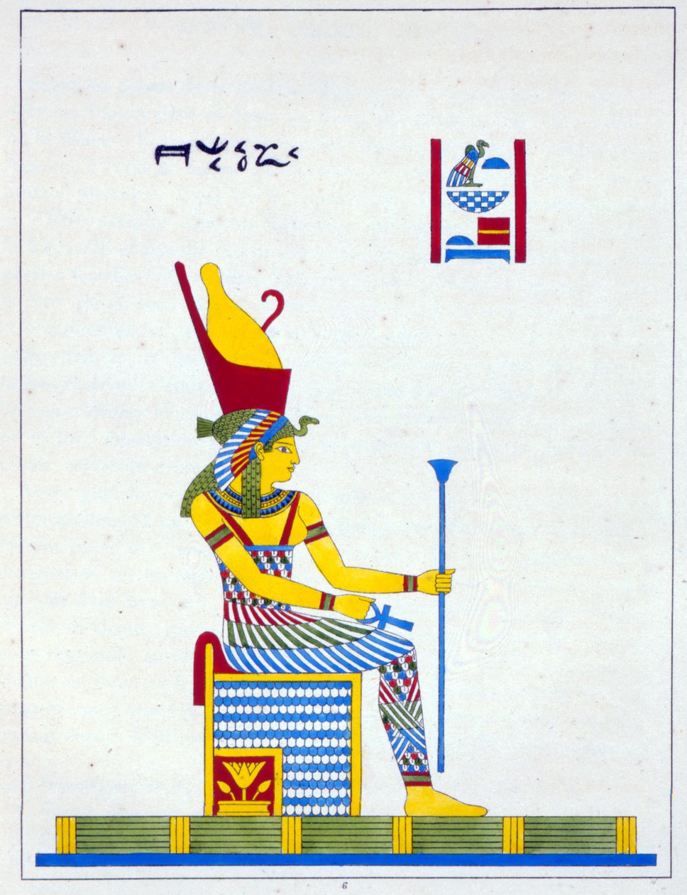 Neith istennő, illusztráció a Pantheon Egyptienből: Jean-Francois Champollion mitológiai szereplőinek gyűjteménye az ókori Egyiptomból, megjelent 1986 körül alkotó: French School
