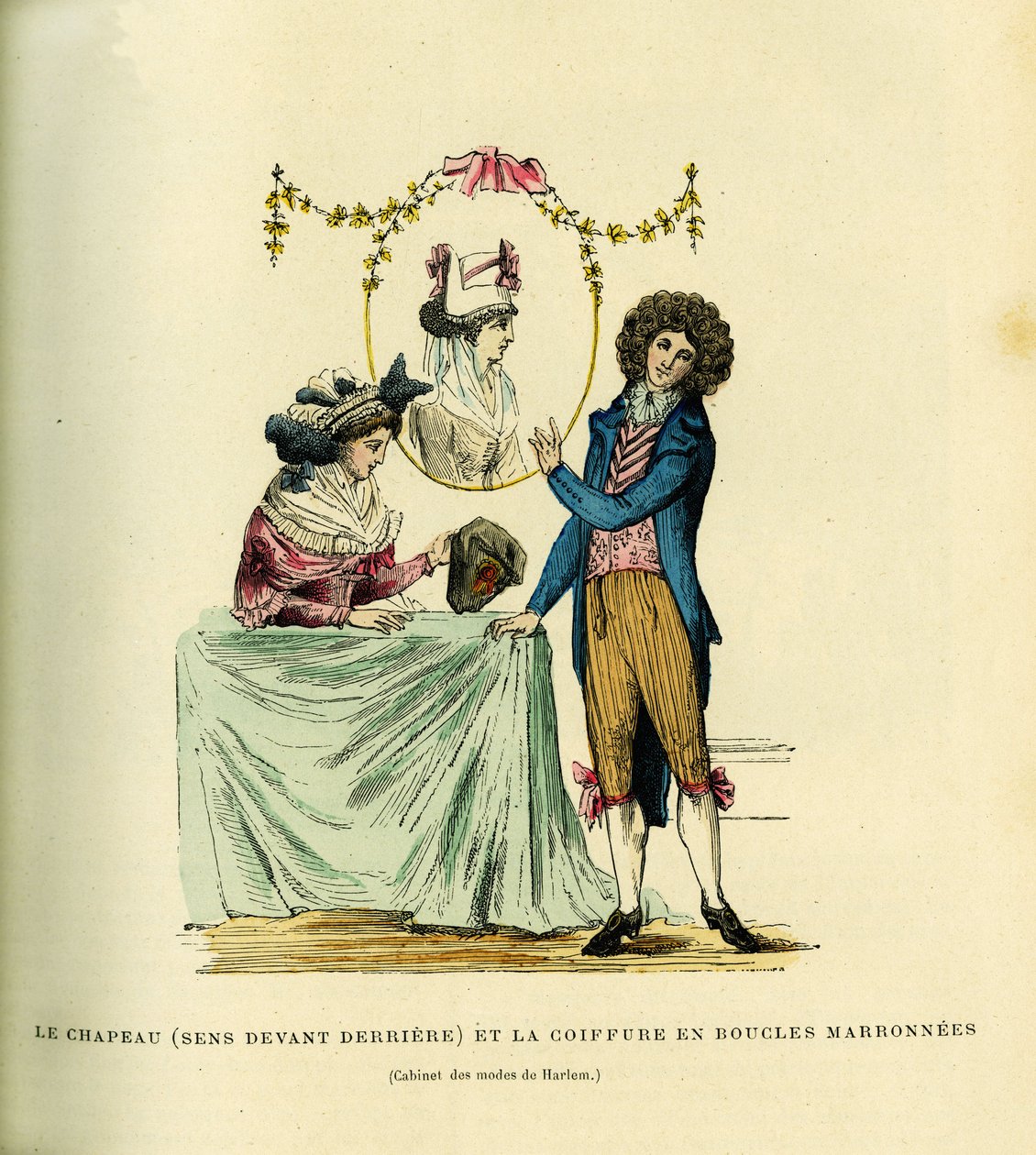 A sapka, hátul elöl és a frizura barna csatos alkotó: French School