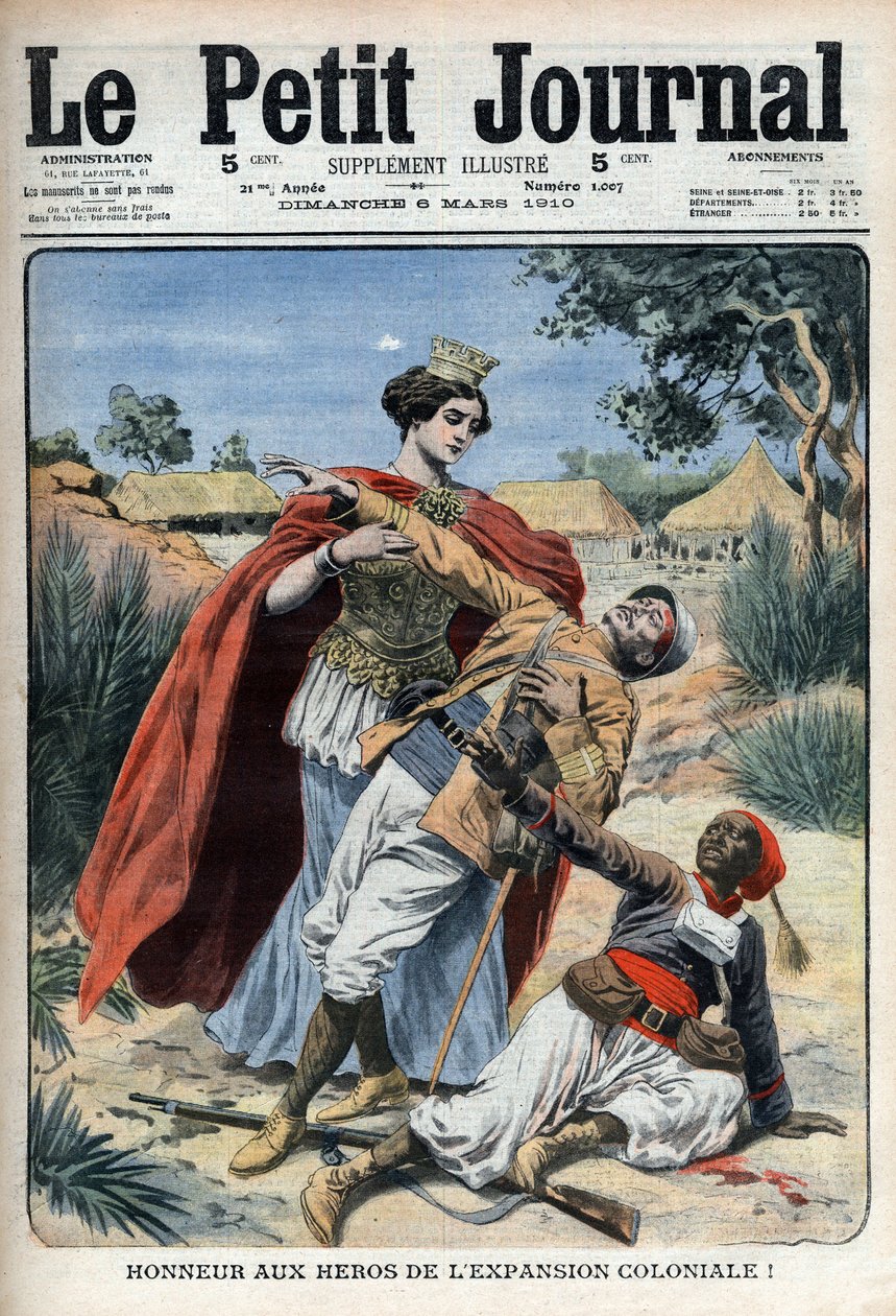 A gyarmatosítás hőseit (Észak-Afrikában) tisztelik allegorikus metszet: „Le Petit Journal”, 1910. március 6. (metszet) alkotó: French School