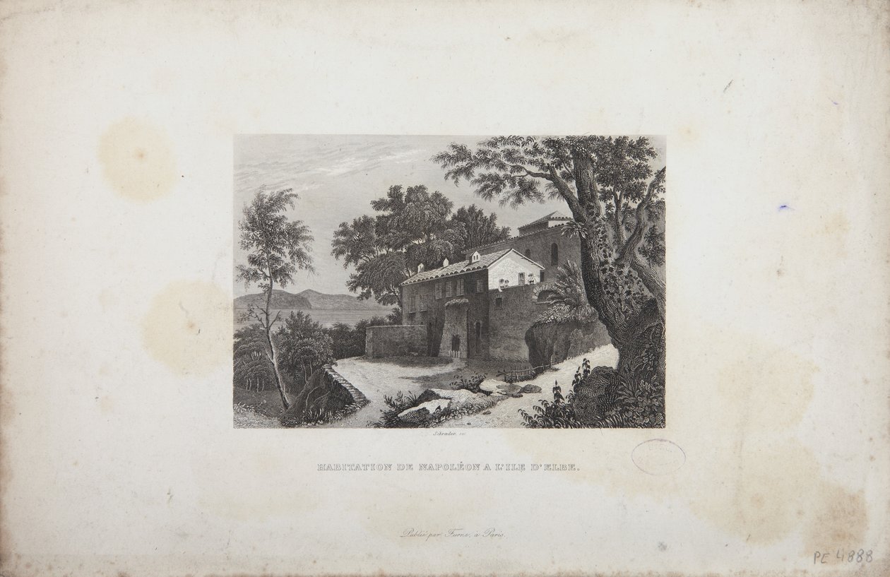 Napóleon háza Elba szigetén, Schroeder metszete alkotó: French School