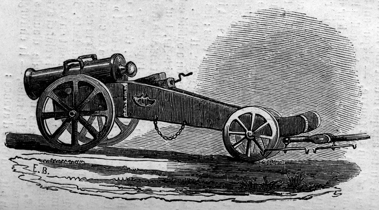Az osztrák hadsereg tarackja, amelyet a buffalorai hídi csatában (Olaszország) használtak a Risorgimento idején 1859-ben. Metszet a „” Le Monde Illustré”” 114. sz. 1859. június 18-án. alkotó: French School