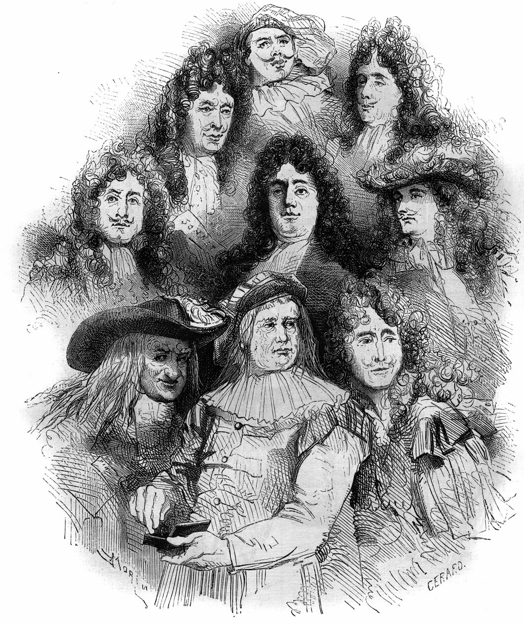 Moliere tolmácsai a Comedie Francaise-ban 1862-1863-ban. Alulról felfelé: prépost (Arnolphe), Joseph Samson (1893-1871) (Sganarelle), Geffroy (Clitandre), Bressant (Don Juan), Edmond Got (1822-1901) (Trissolin), Louis Delaunay (1826-1903) (Hor alkotó: French School