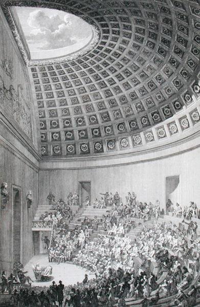 Az 1780-ban kiadott „A párizsi sebészeti iskola leírása” című előadóterem a római Pantheon mintájára (metszet) alkotó: French School