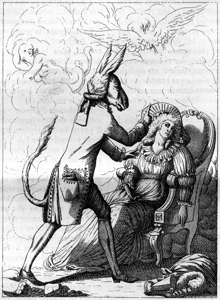 A varázslatos ujj, egy kollégium, amely hasonló egy ókori karikatúrához Frans Anton Mesmerről (1734-1815), német orvosról, az állati mágnesesség vagy hipnotizálás elméletének megalapítójáról. Metszet a „” La Nature-be. Revue des sciences et de ses applicat alkotó: French School