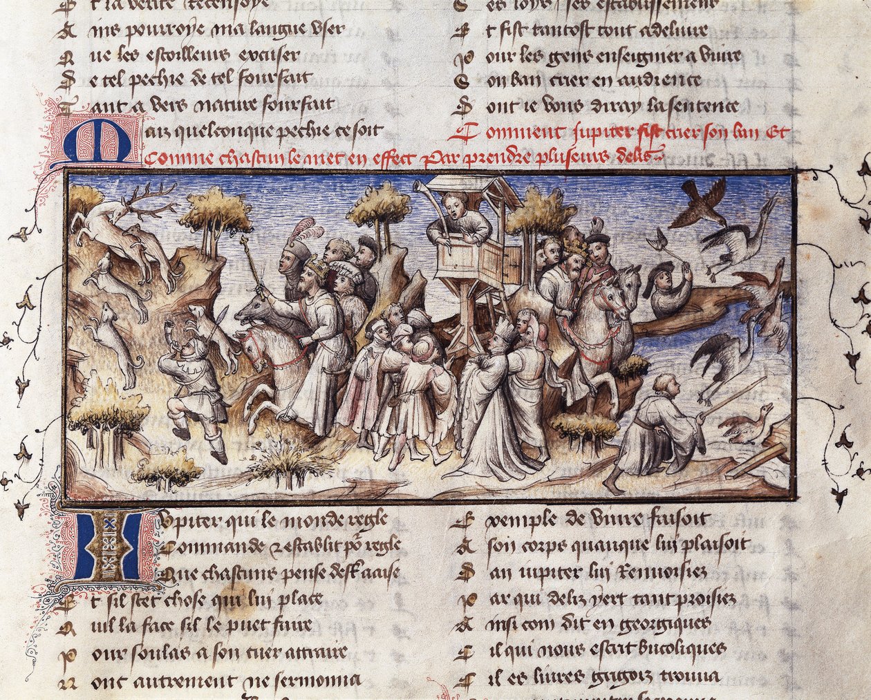 A Jupiter hatása alatt vadászó nemesség a Le Roman de la Rose-ból alkotó: French School