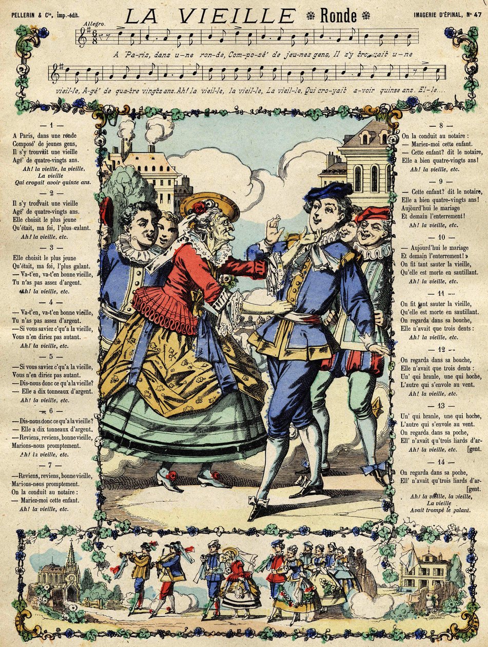 A régi, népszerű dal. Epinal képe a 19. századból alkotó: French School