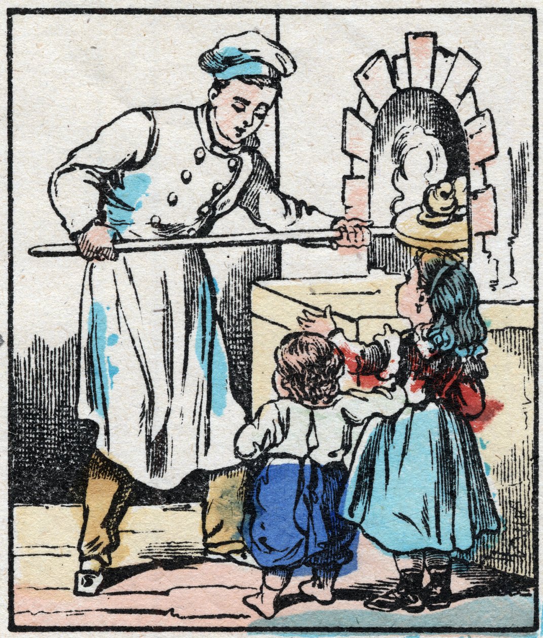 A cukrászda. Metszet a „La chanson des metier”-ben. Epinális képalkotás, 19. század vége. Magángyűjtemény alkotó: French School