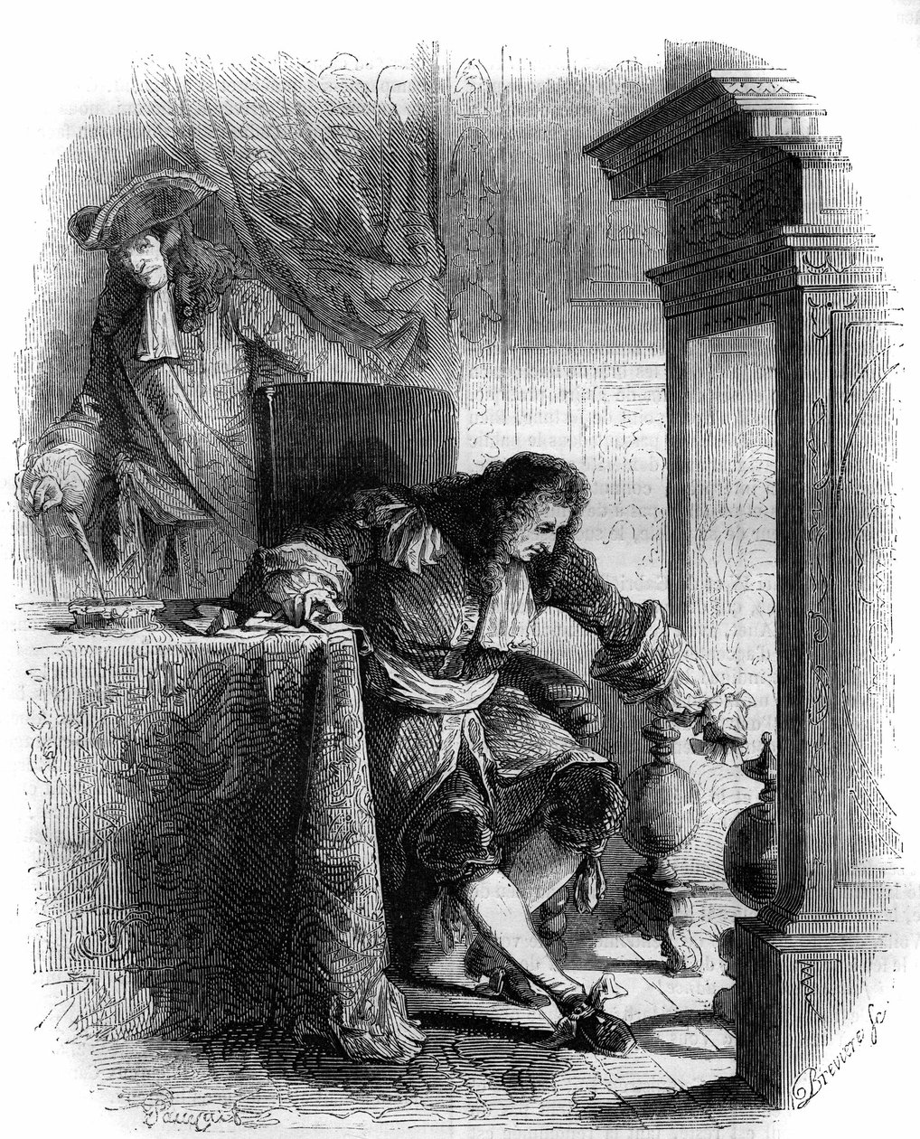 Jean Galbert de Cammistron (1656-1723) drámaíró levelezése Louis Joseph de Vendome herceggel (1654-1712). Metszet 1856-ból. alkotó: French School